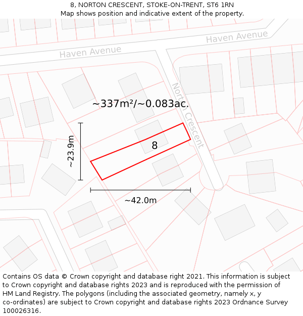 8, NORTON CRESCENT, STOKE-ON-TRENT, ST6 1RN: Plot and title map