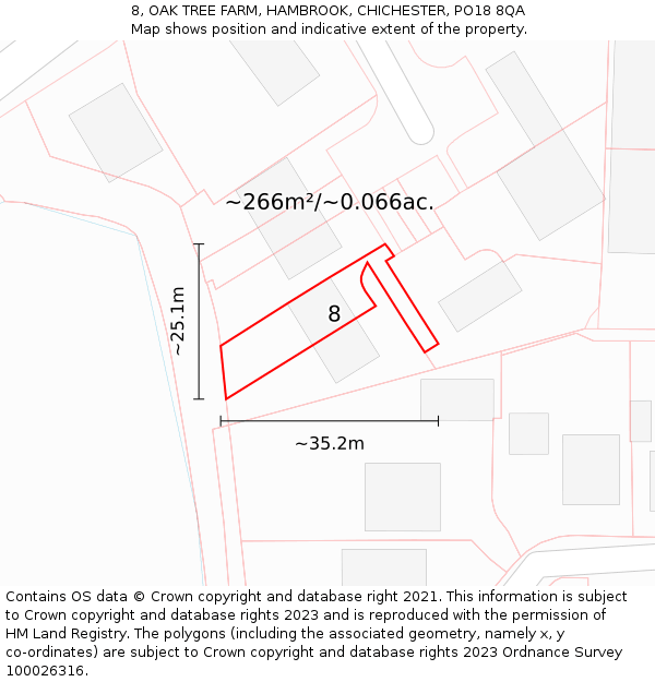 8, OAK TREE FARM, HAMBROOK, CHICHESTER, PO18 8QA: Plot and title map