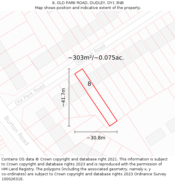 8, OLD PARK ROAD, DUDLEY, DY1 3NB: Plot and title map