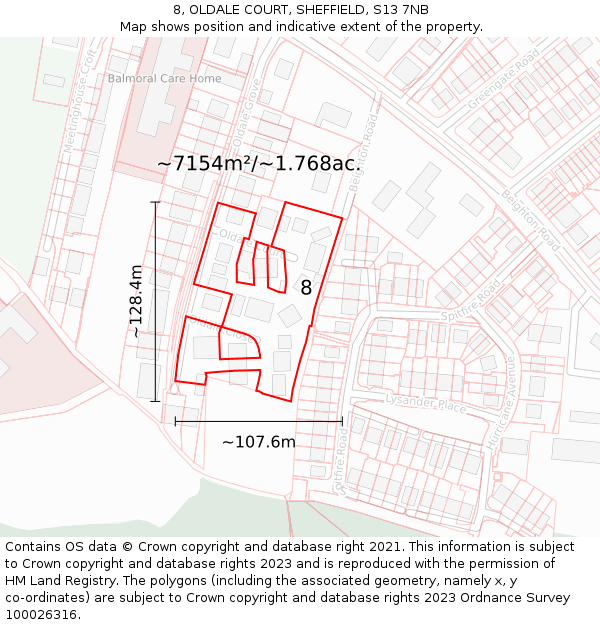 8, OLDALE COURT, SHEFFIELD, S13 7NB: Plot and title map