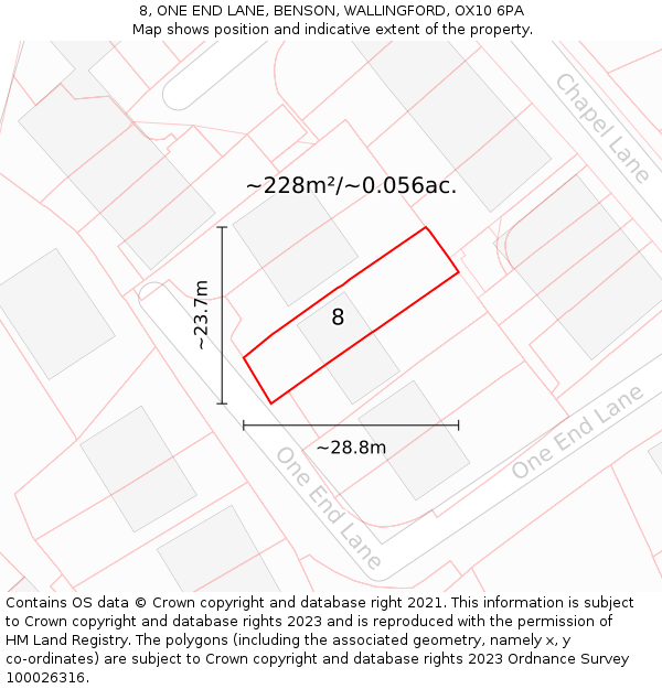 8, ONE END LANE, BENSON, WALLINGFORD, OX10 6PA: Plot and title map