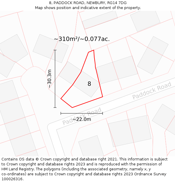 8, PADDOCK ROAD, NEWBURY, RG14 7DG: Plot and title map