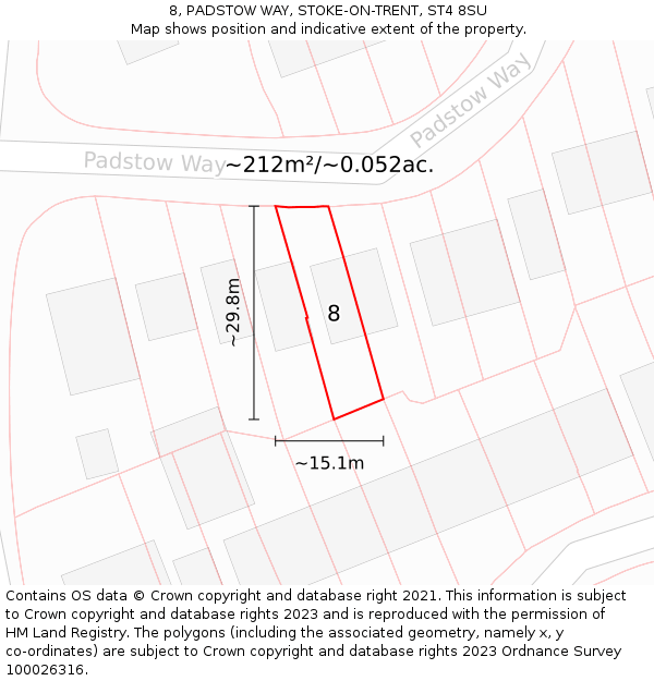 8, PADSTOW WAY, STOKE-ON-TRENT, ST4 8SU: Plot and title map