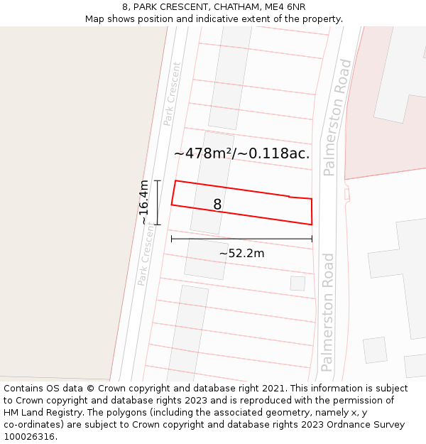 8, PARK CRESCENT, CHATHAM, ME4 6NR: Plot and title map