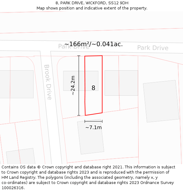 8, PARK DRIVE, WICKFORD, SS12 9DH: Plot and title map