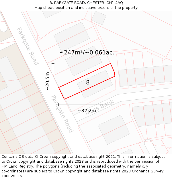 8, PARKGATE ROAD, CHESTER, CH1 4AQ: Plot and title map