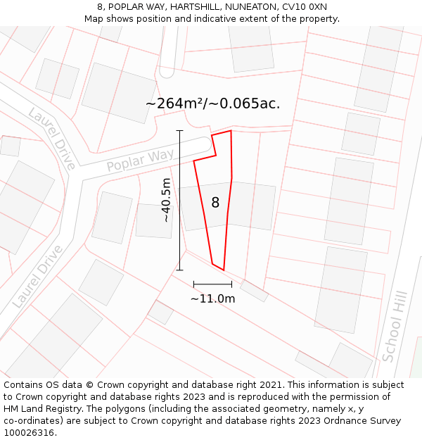 8, POPLAR WAY, HARTSHILL, NUNEATON, CV10 0XN: Plot and title map