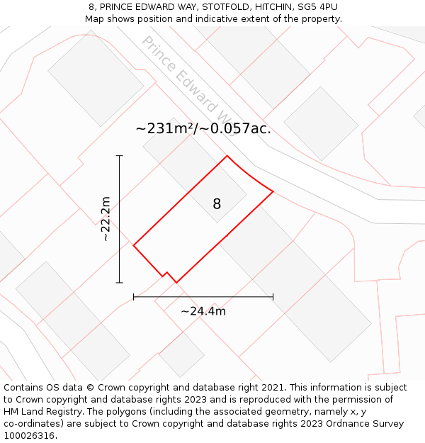 8, PRINCE EDWARD WAY, STOTFOLD, HITCHIN, SG5 4PU: Plot and title map