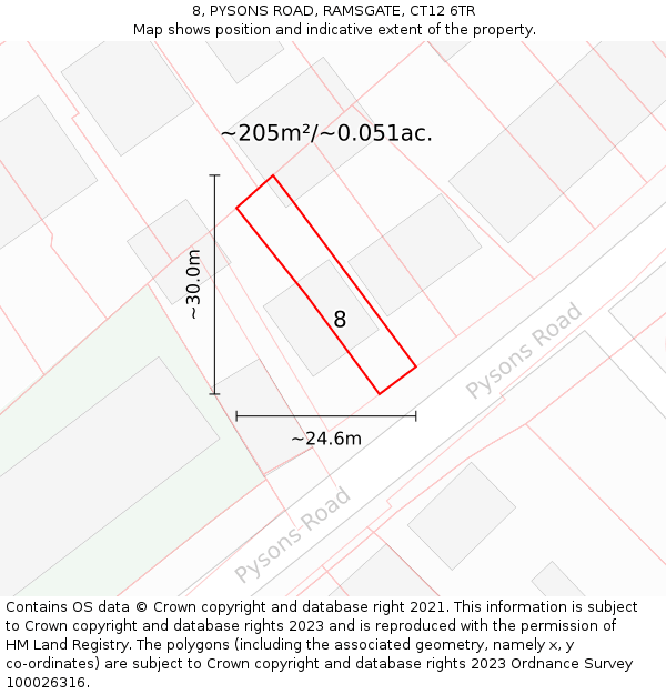 8, PYSONS ROAD, RAMSGATE, CT12 6TR: Plot and title map