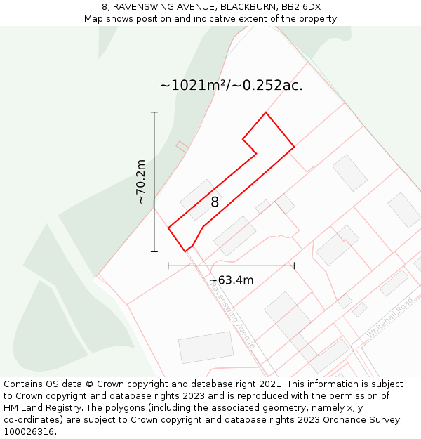 8, RAVENSWING AVENUE, BLACKBURN, BB2 6DX: Plot and title map