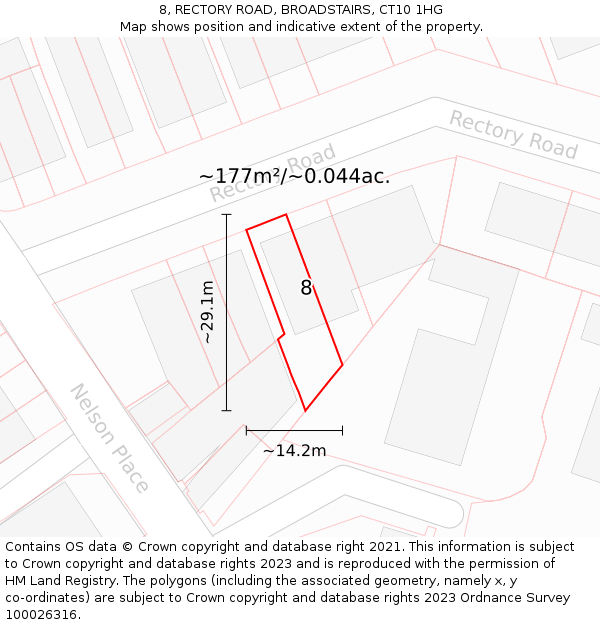 8, RECTORY ROAD, BROADSTAIRS, CT10 1HG: Plot and title map