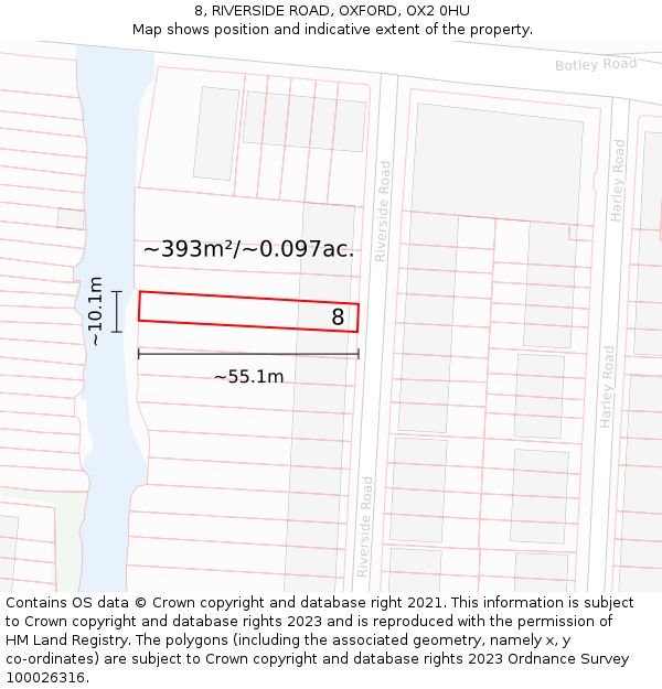 8, RIVERSIDE ROAD, OXFORD, OX2 0HU: Plot and title map