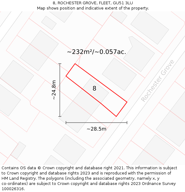 8, ROCHESTER GROVE, FLEET, GU51 3LU: Plot and title map