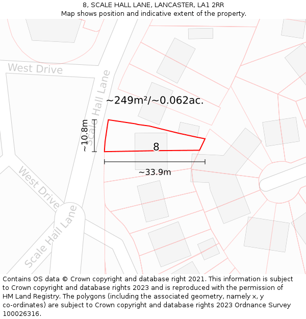 8, SCALE HALL LANE, LANCASTER, LA1 2RR: Plot and title map