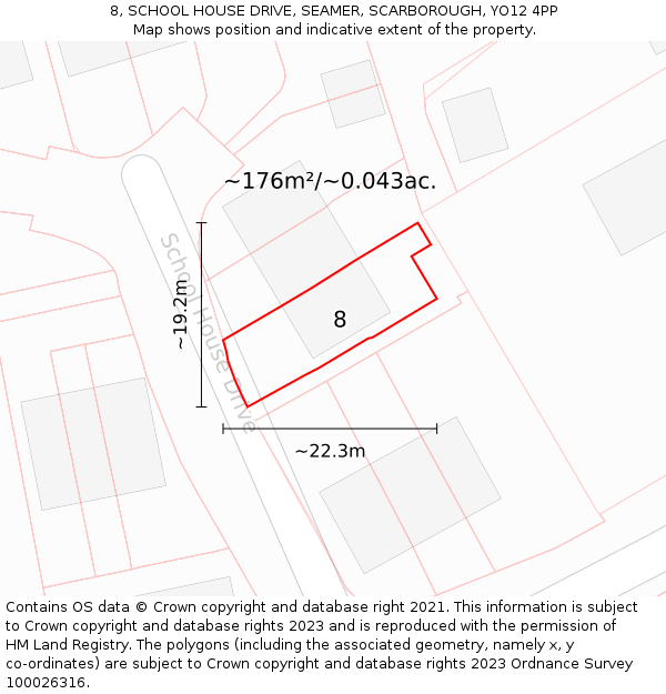 8, SCHOOL HOUSE DRIVE, SEAMER, SCARBOROUGH, YO12 4PP: Plot and title map