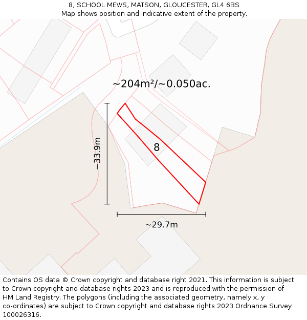 8, SCHOOL MEWS, MATSON, GLOUCESTER, GL4 6BS: Plot and title map