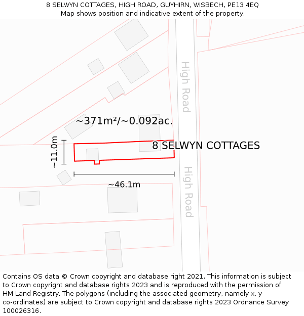 8 SELWYN COTTAGES, HIGH ROAD, GUYHIRN, WISBECH, PE13 4EQ: Plot and title map