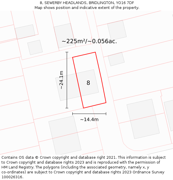 8, SEWERBY HEADLANDS, BRIDLINGTON, YO16 7DF: Plot and title map