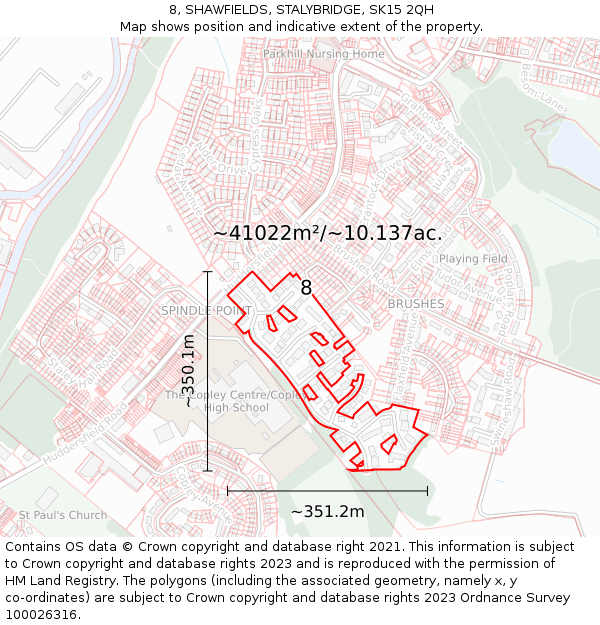 8, SHAWFIELDS, STALYBRIDGE, SK15 2QH: Plot and title map