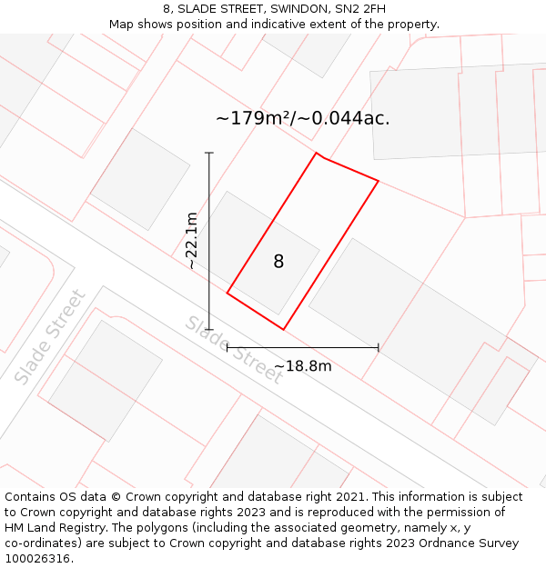 8, SLADE STREET, SWINDON, SN2 2FH: Plot and title map