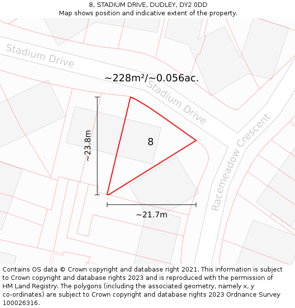 8, STADIUM DRIVE, DUDLEY, DY2 0DD: Plot and title map