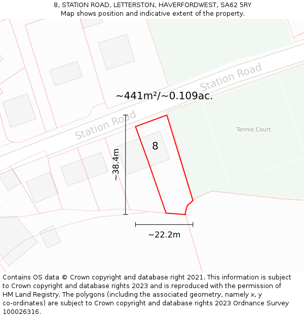 8, STATION ROAD, LETTERSTON, HAVERFORDWEST, SA62 5RY: Plot and title map