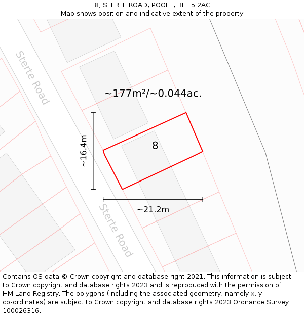 8, STERTE ROAD, POOLE, BH15 2AG: Plot and title map