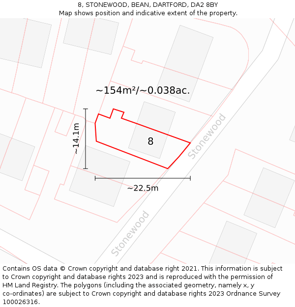 8, STONEWOOD, BEAN, DARTFORD, DA2 8BY: Plot and title map