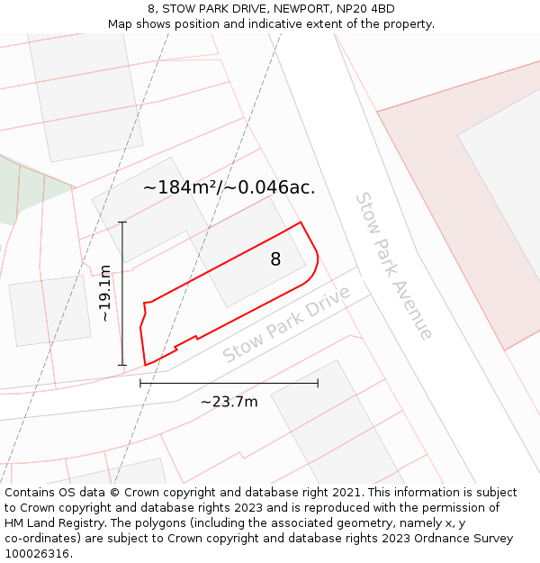 8, STOW PARK DRIVE, NEWPORT, NP20 4BD: Plot and title map