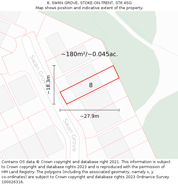 8, SWAN GROVE, STOKE-ON-TRENT, ST6 4SG: Plot and title map