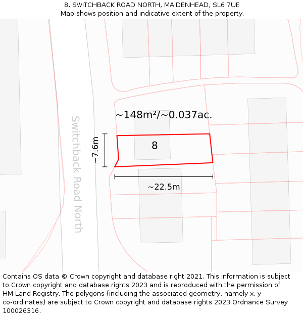 8, SWITCHBACK ROAD NORTH, MAIDENHEAD, SL6 7UE: Plot and title map