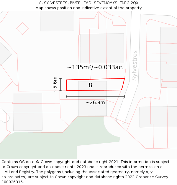 8, SYLVESTRES, RIVERHEAD, SEVENOAKS, TN13 2QX: Plot and title map