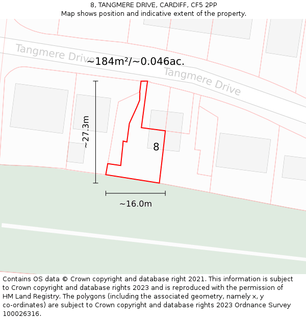 8, TANGMERE DRIVE, CARDIFF, CF5 2PP: Plot and title map