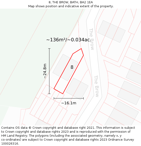 8, THE BROW, BATH, BA2 1EA: Plot and title map