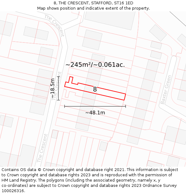 8, THE CRESCENT, STAFFORD, ST16 1ED: Plot and title map