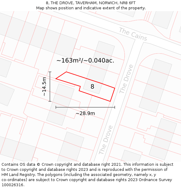 8, THE DROVE, TAVERHAM, NORWICH, NR8 6FT: Plot and title map