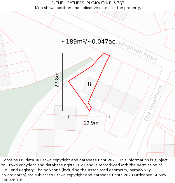 8, THE HEATHERS, PLYMOUTH, PL6 7QT: Plot and title map