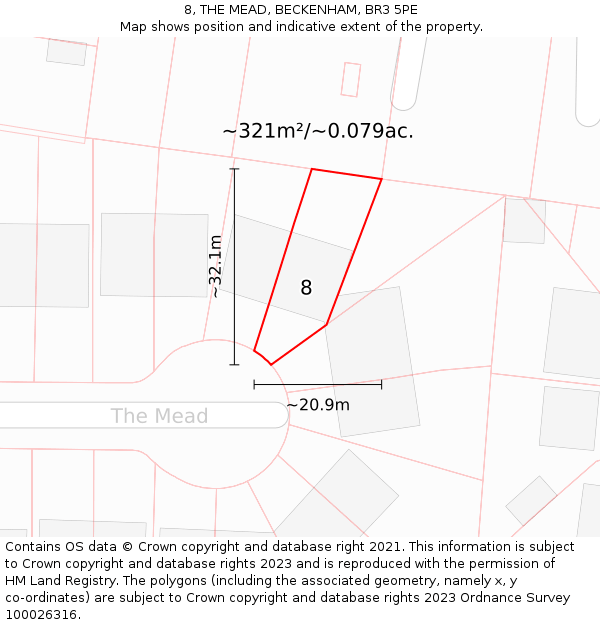 8, THE MEAD, BECKENHAM, BR3 5PE: Plot and title map