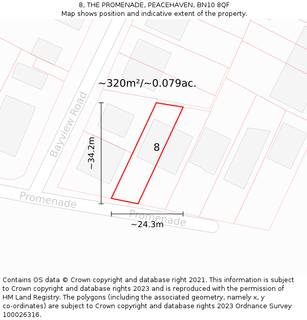 8, THE PROMENADE, PEACEHAVEN, BN10 8QF: Plot and title map