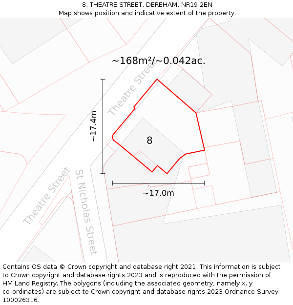 8, THEATRE STREET, DEREHAM, NR19 2EN: Plot and title map