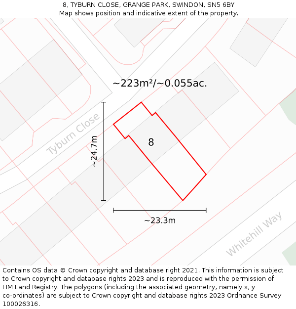 8, TYBURN CLOSE, GRANGE PARK, SWINDON, SN5 6BY: Plot and title map