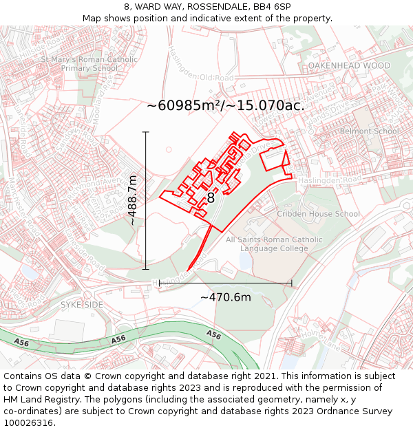 8, WARD WAY, ROSSENDALE, BB4 6SP: Plot and title map