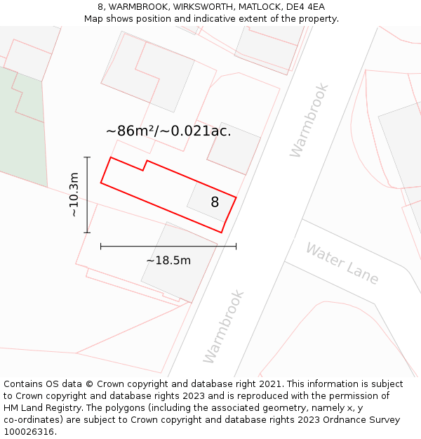 8, WARMBROOK, WIRKSWORTH, MATLOCK, DE4 4EA: Plot and title map