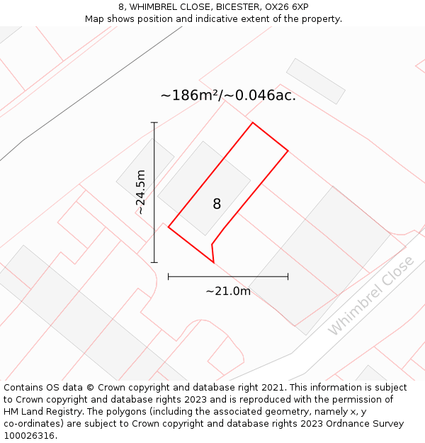 8, WHIMBREL CLOSE, BICESTER, OX26 6XP: Plot and title map