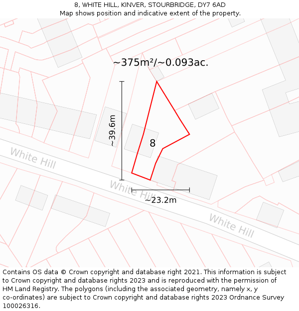 8, WHITE HILL, KINVER, STOURBRIDGE, DY7 6AD: Plot and title map