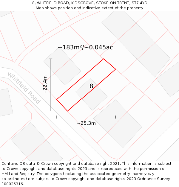 8, WHITFIELD ROAD, KIDSGROVE, STOKE-ON-TRENT, ST7 4YD: Plot and title map