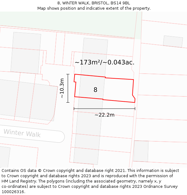 8, WINTER WALK, BRISTOL, BS14 9BL: Plot and title map