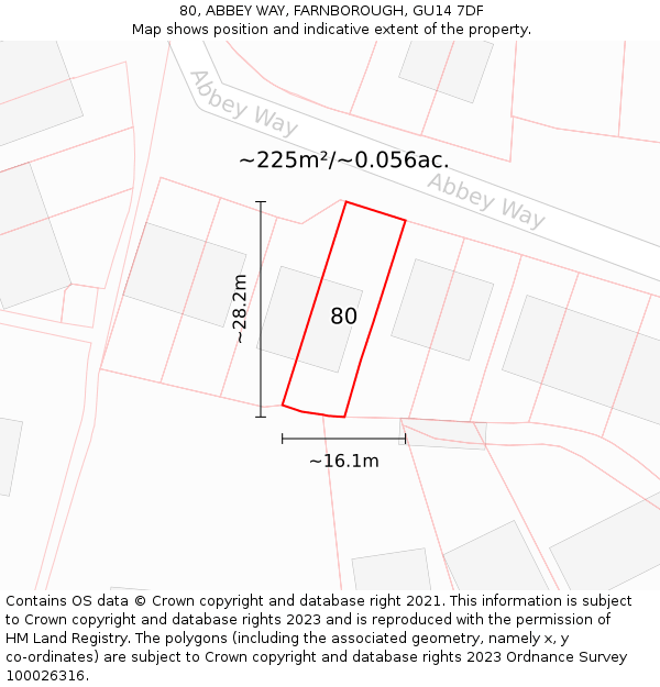 80, ABBEY WAY, FARNBOROUGH, GU14 7DF: Plot and title map