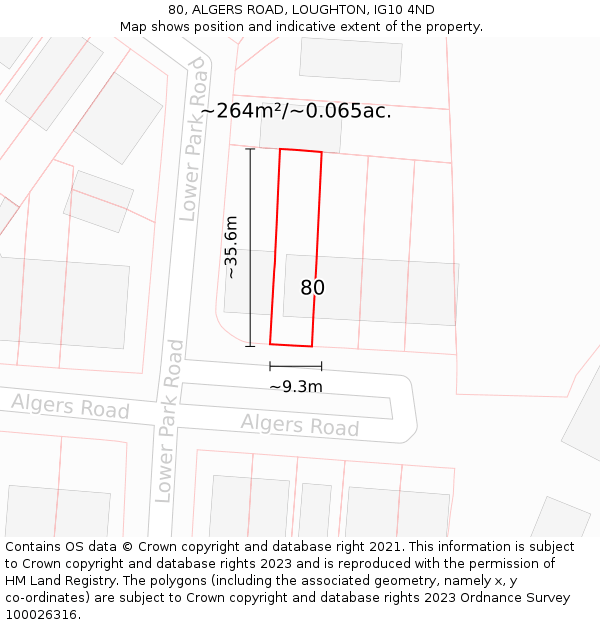 80, ALGERS ROAD, LOUGHTON, IG10 4ND: Plot and title map