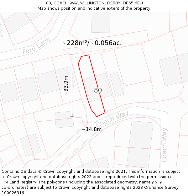 80, COACH WAY, WILLINGTON, DERBY, DE65 6EU: Plot and title map